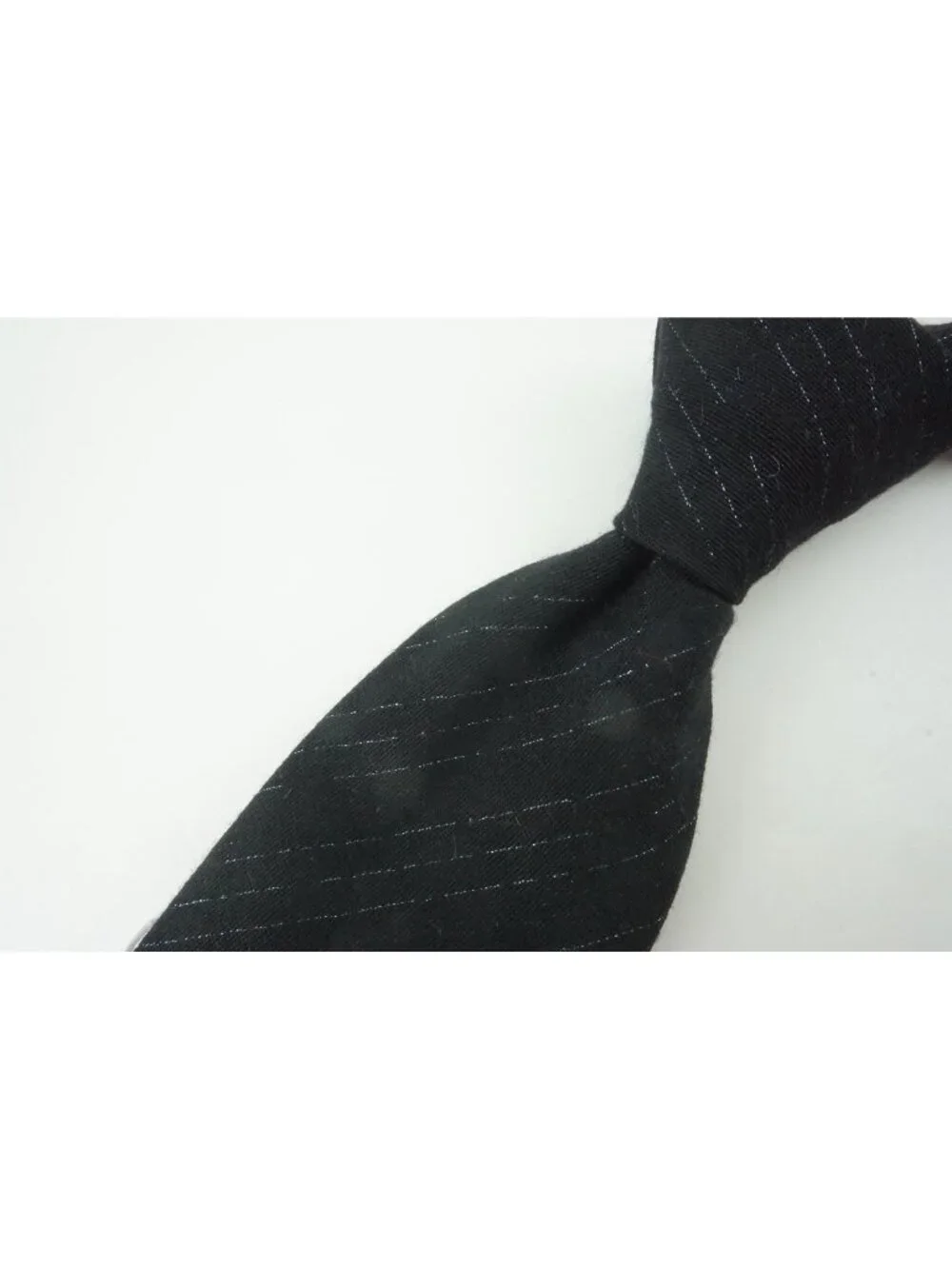 Eton Coal Black Tinsel Striped Silk Blend Tie Brand New With Tags